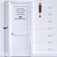 Load image into Gallery viewer, Woodstock Chakra Chime Seven Stones Large Bronze wind chime size comparison chart