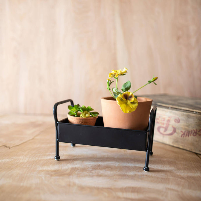 Auden Footed Farmhouse Caddy Black Metal