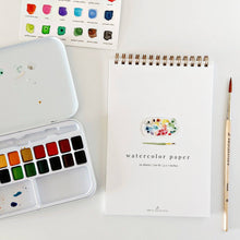 Load image into Gallery viewer, Emily Lex Studio spiral watercolor paper pad with paint set and round brush