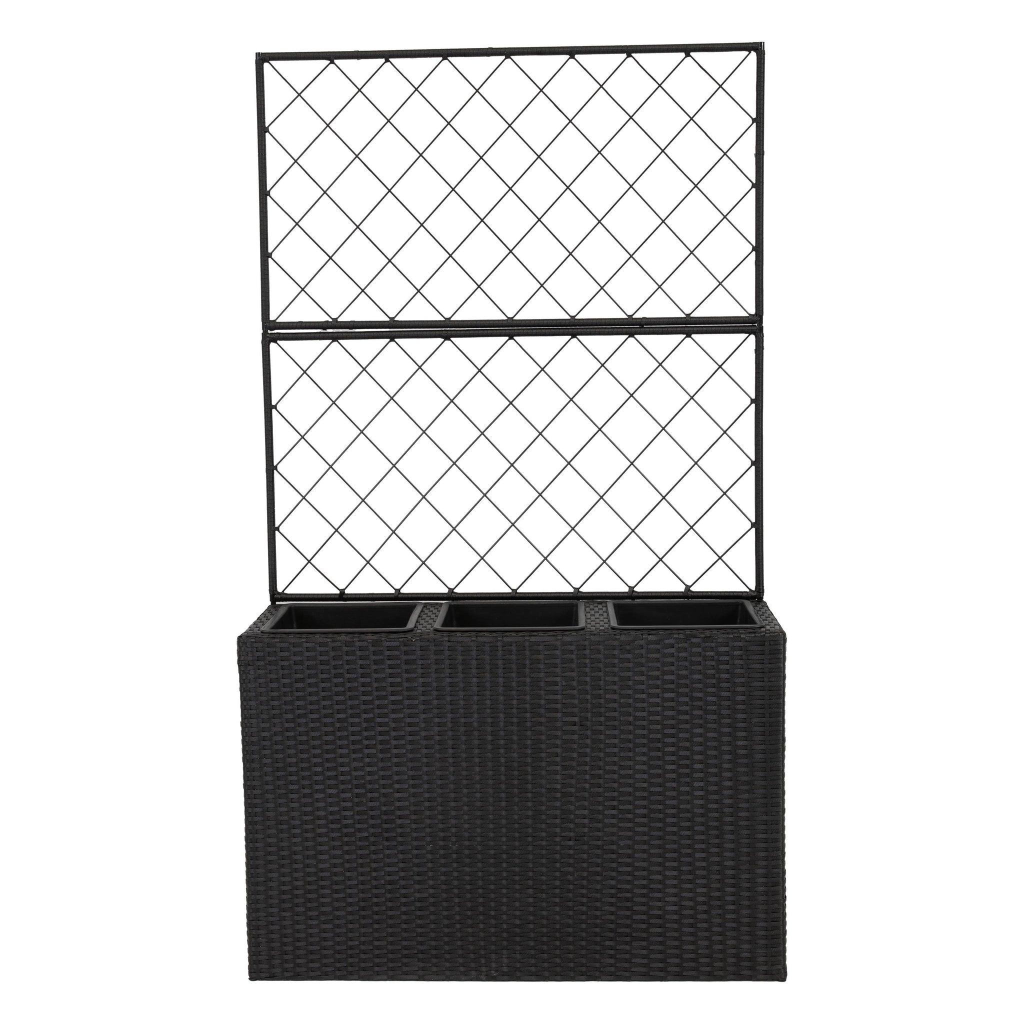 woven planter box 3-Section Wicker Planter Box with Trellis