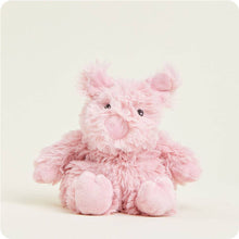 Load image into Gallery viewer, Pink plush pig stuffed animal with fluffy fur and black button eyes
