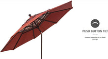Load image into Gallery viewer, Red 9-foot octagonal patio umbrella with push button tilt feature and aluminum frame