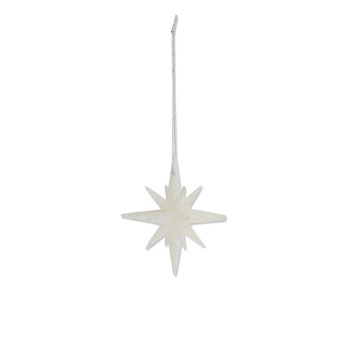 2.5 Inch 9 Point White Glitter Star Ornament