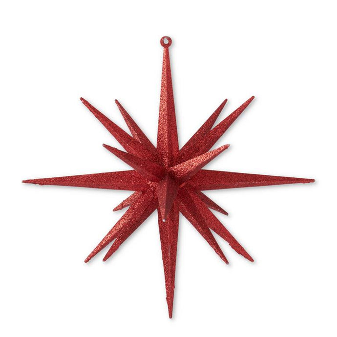 11 Inch Multi-Point Red Glittered Star Ornament