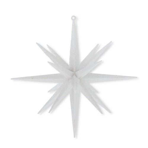11 Inch Multi-Point White Glittered Star Ornament