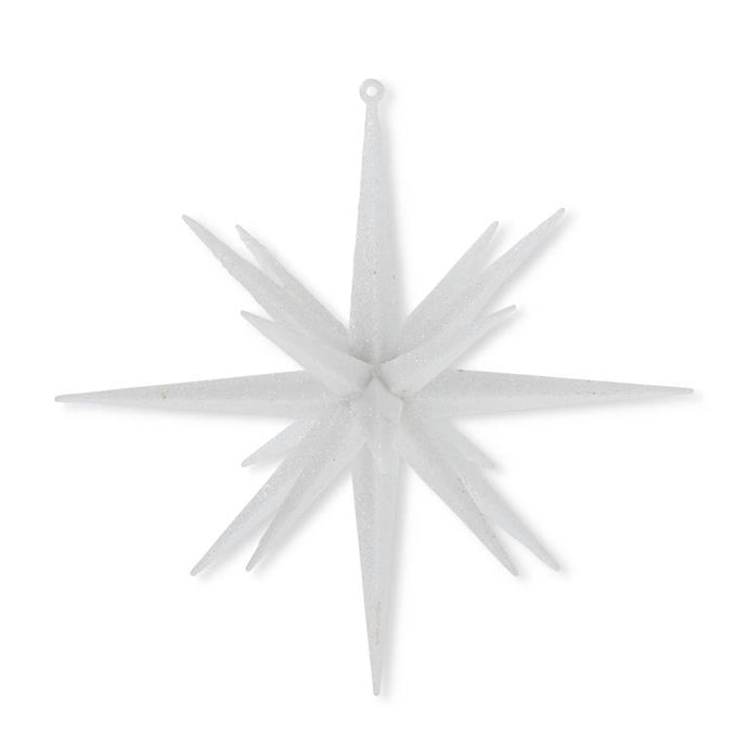 11 Inch Multi-Point White Glittered Star Ornament