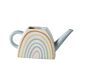 Load image into Gallery viewer, White ceramic watering can with pastel rainbow design and gray spout handle