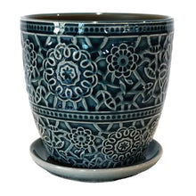 Load image into Gallery viewer, Calliope Floral Planter with Attached Saucer