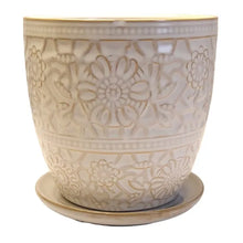 Load image into Gallery viewer, Calliope Floral Planter with Attached Saucer