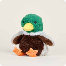 Load image into Gallery viewer, Plush mallard duck stuffed animal toy with green head, brown body, and orange feet