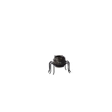 Load image into Gallery viewer, Black ceramic spider-shaped planter pot with metal legs and googly eyes