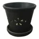 Load image into Gallery viewer, Black plastic orchid pot with drainage holes and matching saucer
