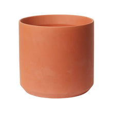 Load image into Gallery viewer, Terracotta orange ceramic plant pot with smooth cylindrical design on white background