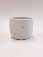 Load image into Gallery viewer, Pink Bow Planter With Drainage Hole: Raw Concrete 4&quot;