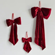 Load image into Gallery viewer, Bows Red Velvet Fabric