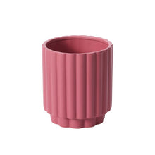 Load image into Gallery viewer, Pink ceramic plant pot with vertical ridged design against white background