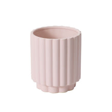 Load image into Gallery viewer, Pink ceramic Carmen pot with vertical ridged texture and fluted design