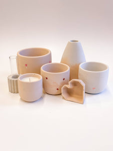 Pink Bow Planter With Drainage Hole: Raw Concrete 4"