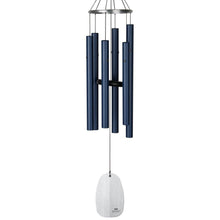 Load image into Gallery viewer, Pacific blue wind chime with multiple tubes and silver sail against white background