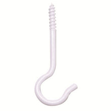 Load image into Gallery viewer, White curved ceiling hook with threaded screw end for hanging plants