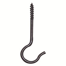 Load image into Gallery viewer, Black metal ceiling hook with curved design and threaded screw end for hanging plants