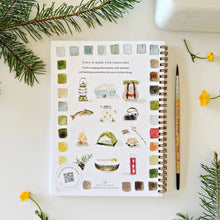 Load image into Gallery viewer, Emily Lex Studio camping watercolor workbook with nature-themed illustrations and paint swatches