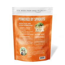 Load image into Gallery viewer, Orange sprouting seed package labeled Powered by Sprouts for growing superfoods