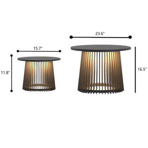 Metal Outdoor Table with Solar Lights