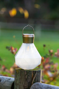 Gem Light - 6.75" Glass Outdoor Solar Lantern - Milk