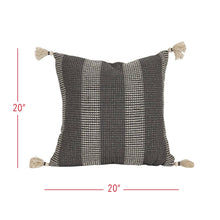Load image into Gallery viewer, Lorna 20x20 Gray Outdoor Indoor Filled Pillow Tassels