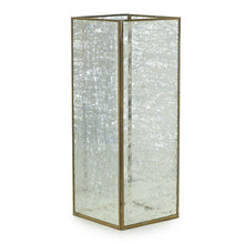 Load image into Gallery viewer, Tall rectangular glass lantern with brass frame and mercury glass finish