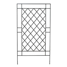 Load image into Gallery viewer, White wooden garden trellis with diamond lattice pattern and rectangular frame border