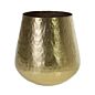 Load image into Gallery viewer, Gold hammered metal planter pot with rounded bottom and wide opening