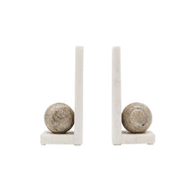 Load image into Gallery viewer, Soren Beige and White Marble Modern Bookends Set 2