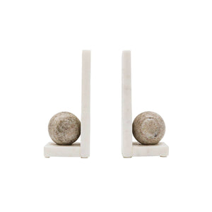 Soren Beige and White Marble Modern Bookends Set 2