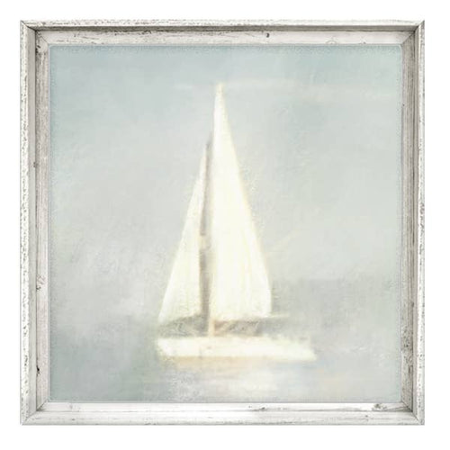 'Off the Dock' (Square) Framed Canvas Wall Art: White / 27.5 x 27.5