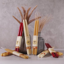 Load image into Gallery viewer, Taper Candles – 100% Pure Beeswax – Hand-Dipped: Natural / Standard (12&quot; x 7/8&quot;)
