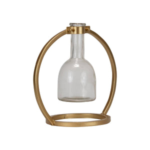 Capstone Floating Glass Bud Vase Brass Finish Metal