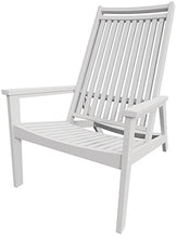 Load image into Gallery viewer, White wooden reclining outdoor lounge chair with slatted design and armrests