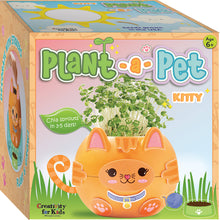 Load image into Gallery viewer, Plant a Pet Kitty grow kit box showing orange cat planter with chia sprouts growing from top