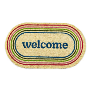Welcome Scallop Shaped Pvc Coir Mat