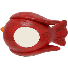 Load image into Gallery viewer, Red wooden cardinal bird figurine with cream colored belly and orange beak