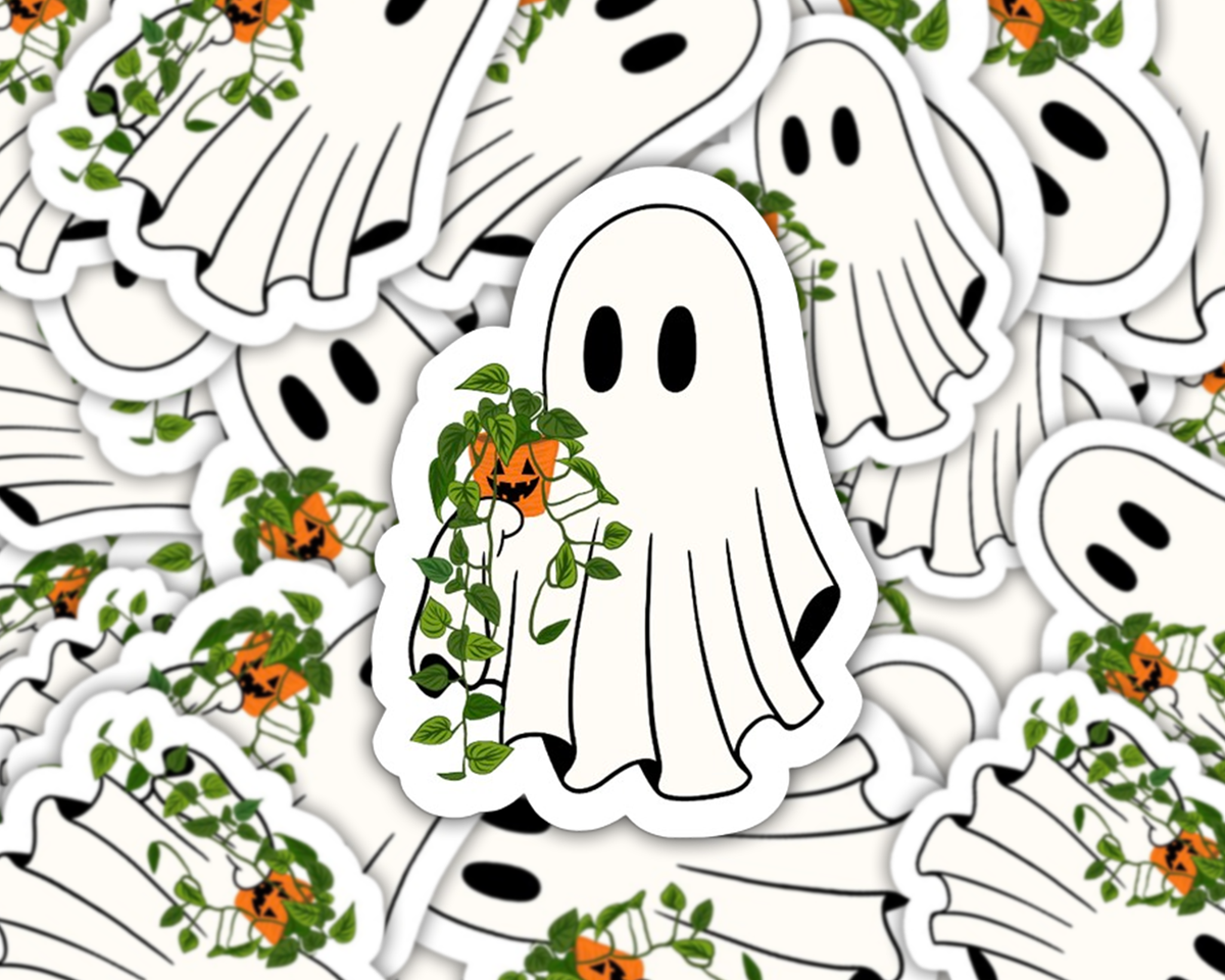Ghost Pothos Sticker - Halloween Plant Decor by The Vinyl Rose – Wasson ...