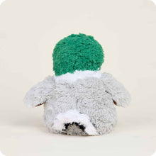 Load image into Gallery viewer, Plush mallard duck toy with green head and gray body wearing white collar