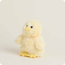 Load image into Gallery viewer, Fluffy yellow plush chick toy with soft fur, orange beak and feet on white background