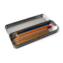 Load image into Gallery viewer, Metal tray containing colorful plant markers and pencils for garden labeling