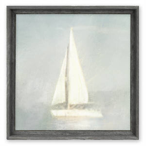'Off the Dock' (Square) Framed Canvas Wall Art: White / 27.5 x 27.5