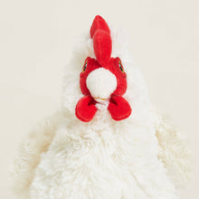 Load image into Gallery viewer, White plush chicken toy with red comb and wattle against neutral background