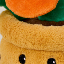 Load image into Gallery viewer, Cute plush orange flower pot character with yellow face and black eyes