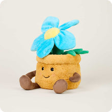 Load image into Gallery viewer, Adorable plush flower pot toy with blue daisy, yellow center, and brown limbs
